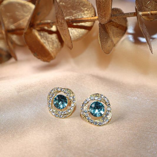 Blue Gemstone Gold Earrings