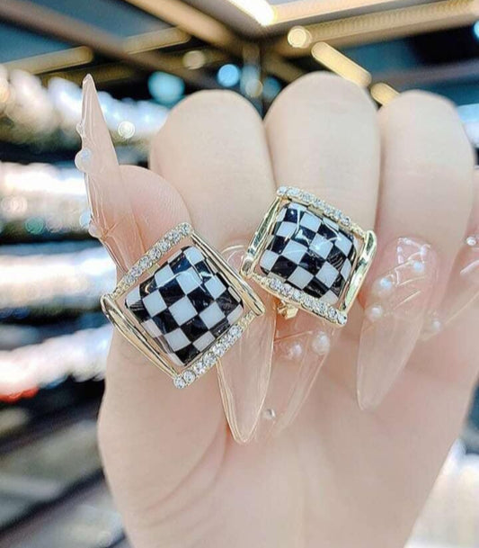 Checkered Square Earrings