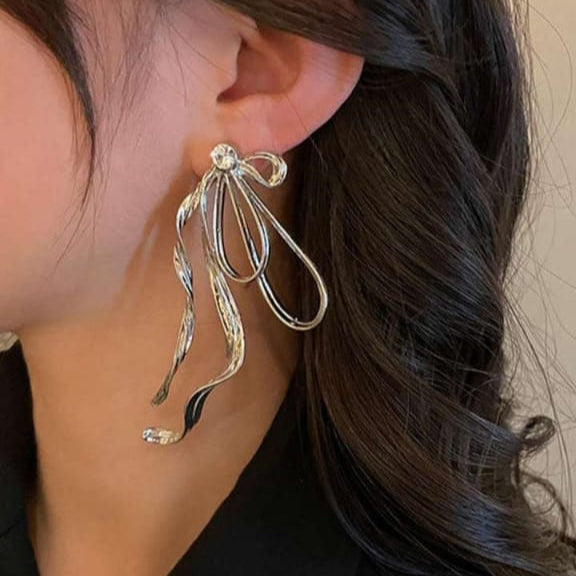 Silver Abstract Drop Earrings