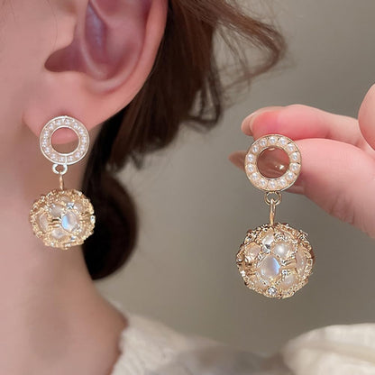 Circular Pearl Drop Earrings