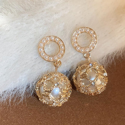 Circular Pearl Drop Earrings