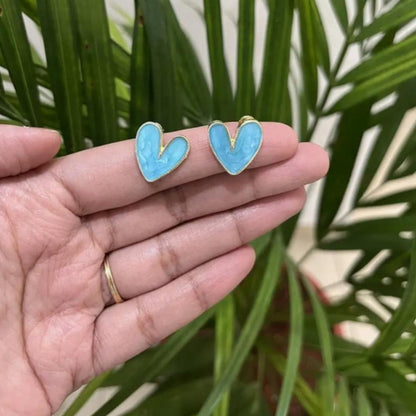 Sky Blue Heart Shaped Earrings