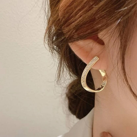 Crystal Gold Hoops