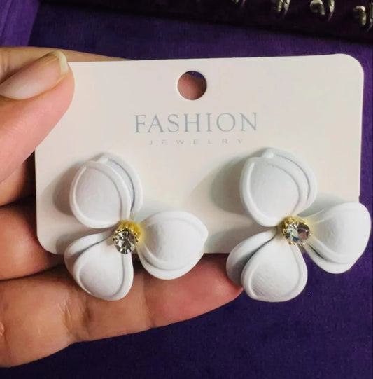 White Flower Earrings