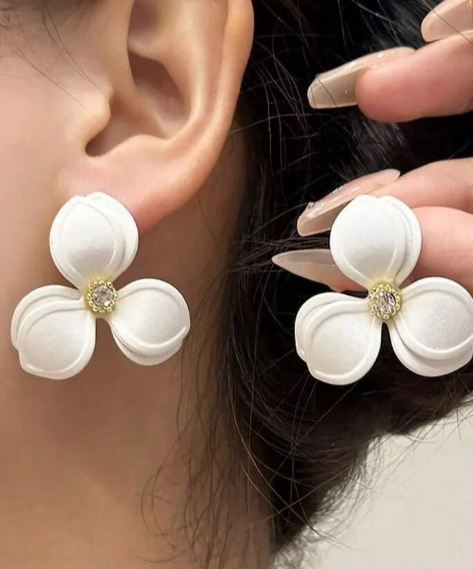 White Flower Earrings