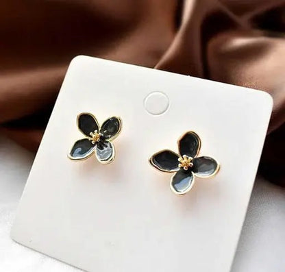 Black Floral Earrings