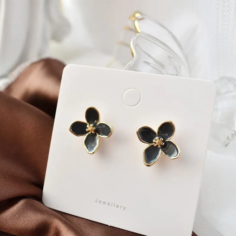 Black Floral Earrings