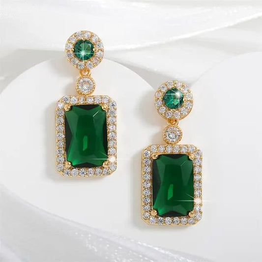 Green Gemstone Drop Earrings