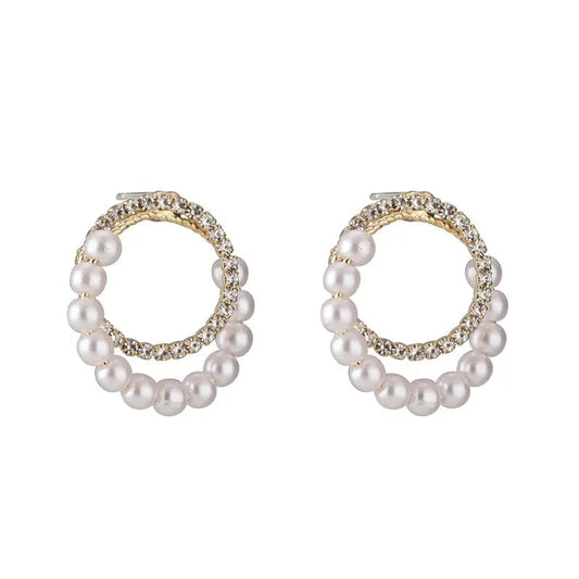 Circular Pearl Drop Earrings