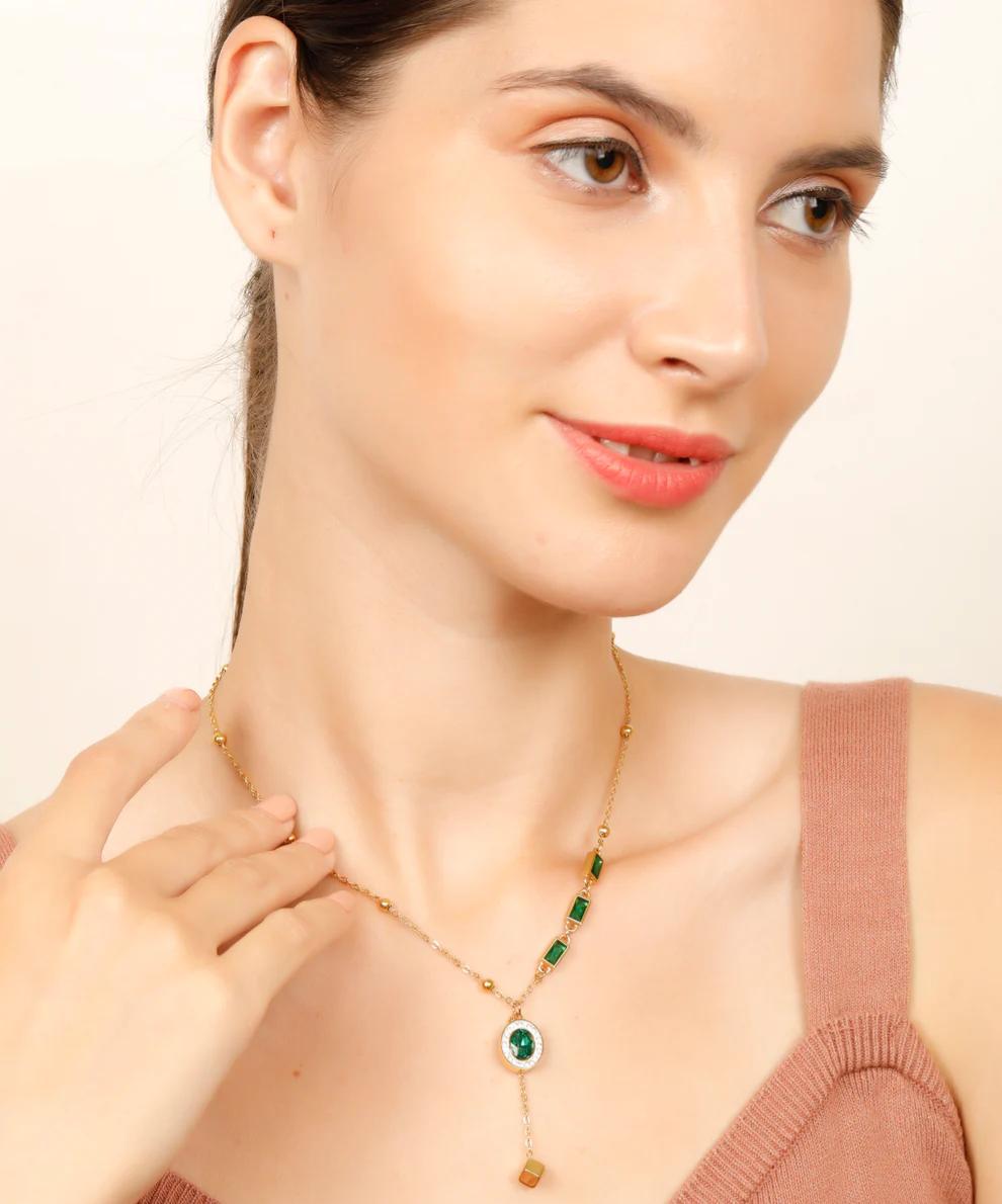 Emerald Cluster Pendant Necklace