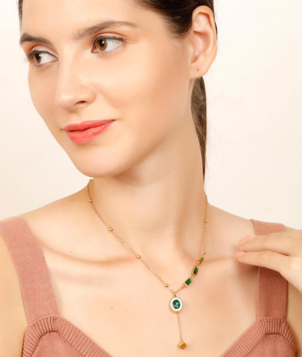 Emerald Cluster Pendant Necklace